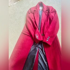 Avec Les Filles Anthropologie Scarlet red Wool coat Jacket XS